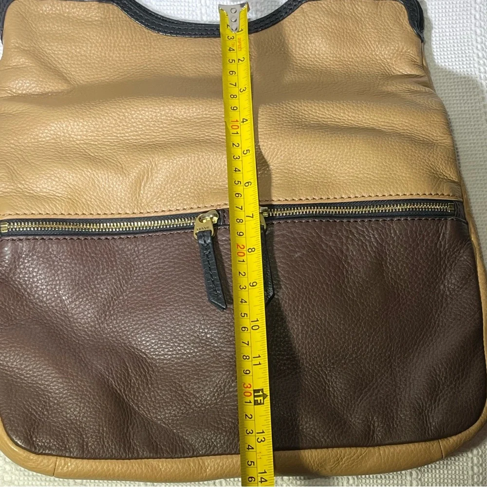 Fossil Tri-Color Pebbled Leather Convertible‎ Foldover Crossbody Messenger Bag